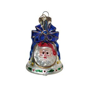 Vintage Thomas Pacconi Classic 2000 Christmas Santa Bell Ornament Blown Glass
